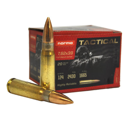 Norma 7.62x39 124 Grain FMJ (Box)