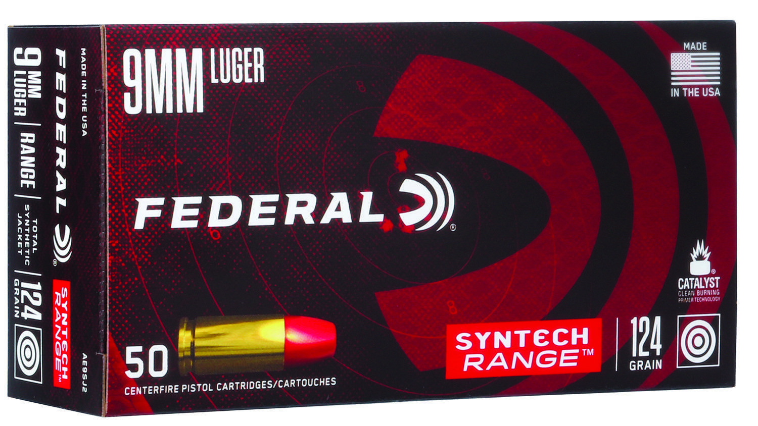 Federal American Eagle Syntech 9mm Luger 124 Gr TSJ (Box)