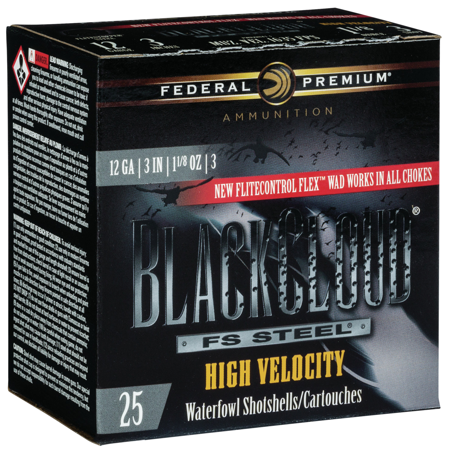 Black Cloud Fs Steel Hv 12 Gauge 3'''' #3 Shot Shotgun Ammo - Black Cloud Fs Steel Hv 12 Ga 3'''' 1-1/8oz #3 Shot 25/Box