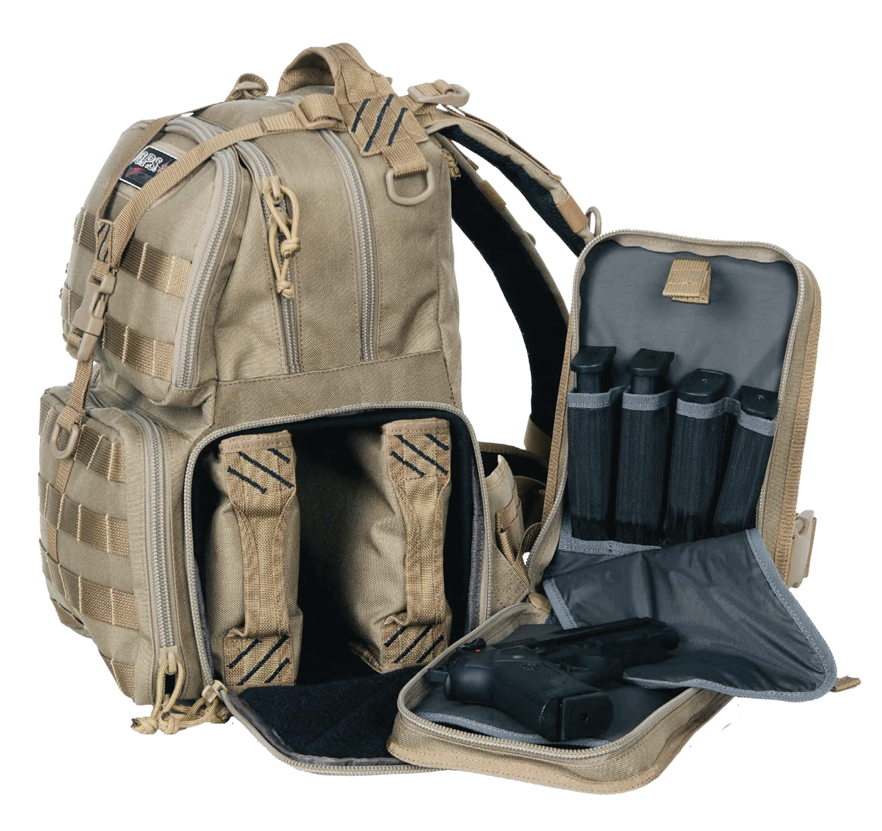 GPS Bags Tactical Tan Range Bag with YKK Zipper for 3 Handguns T1612BPT