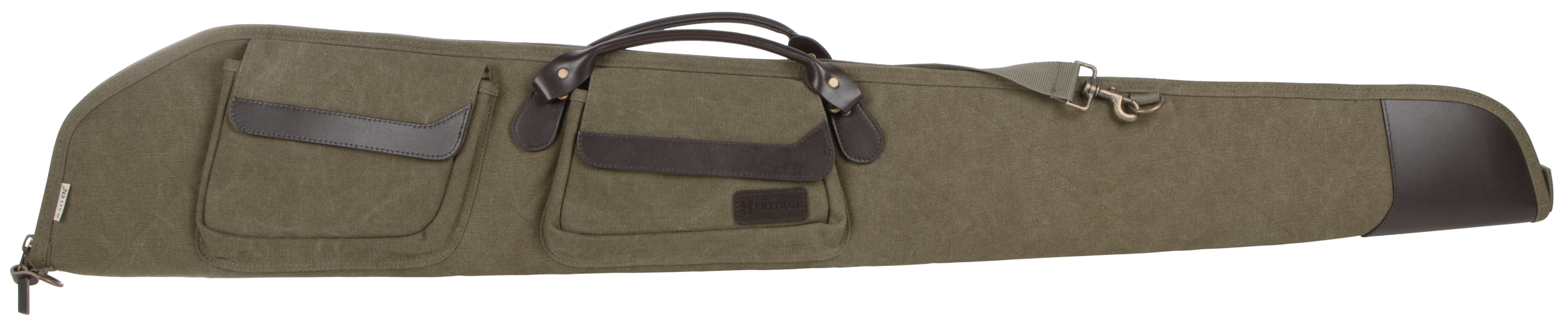 Heritage Cases Lockable Olive Shotgun Case - 52 Canvas with Leather Trim 54352