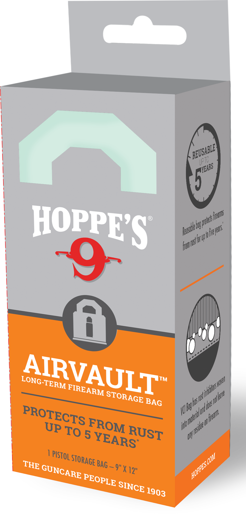 Hoppe's AirVault Long Term Pistol Storage Bag 9x12 (Black)