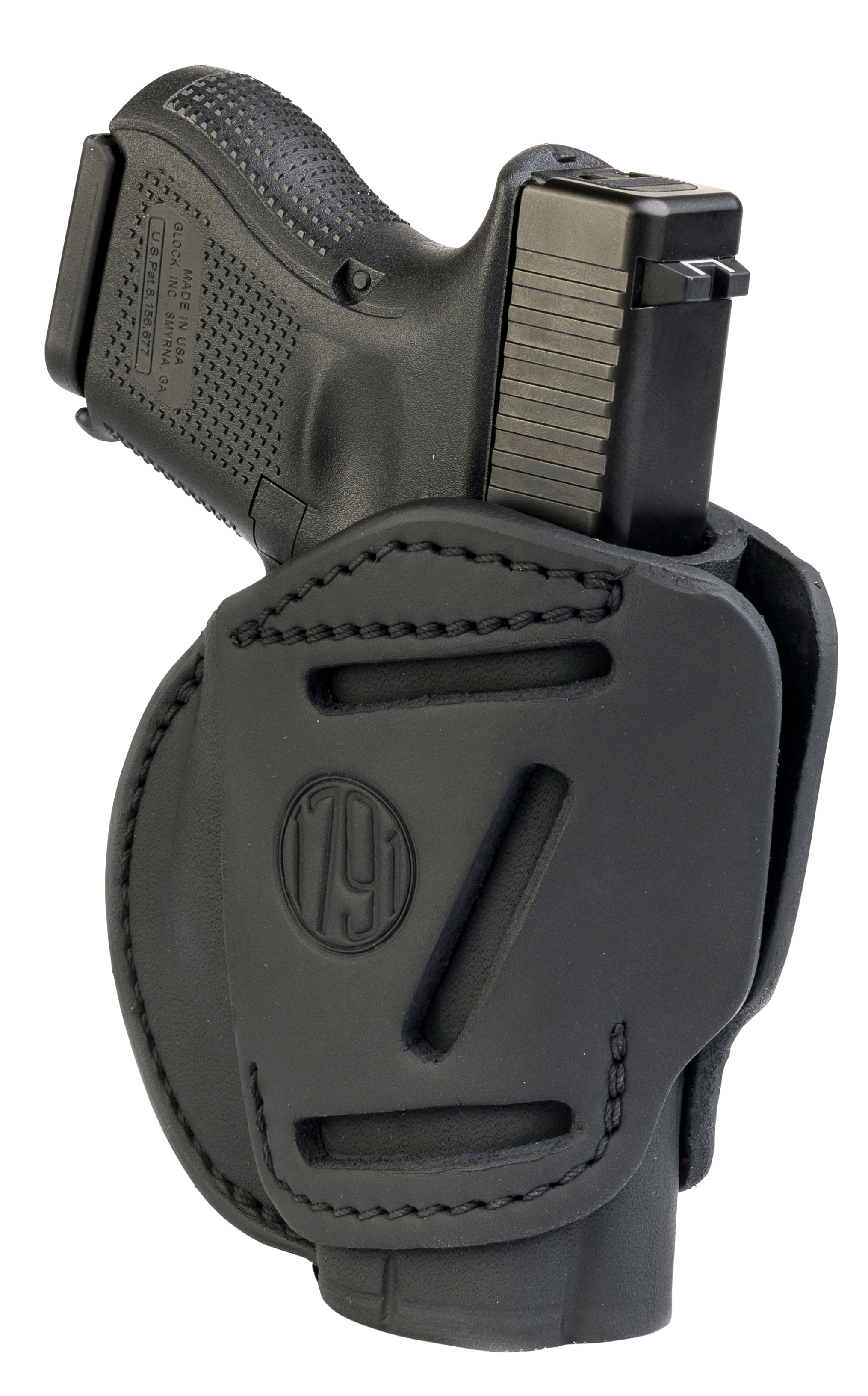 1791 Gunleather 3-way Stealth Black Leather Pistol Holster for S&W M&P Shield 3WH3SBLA