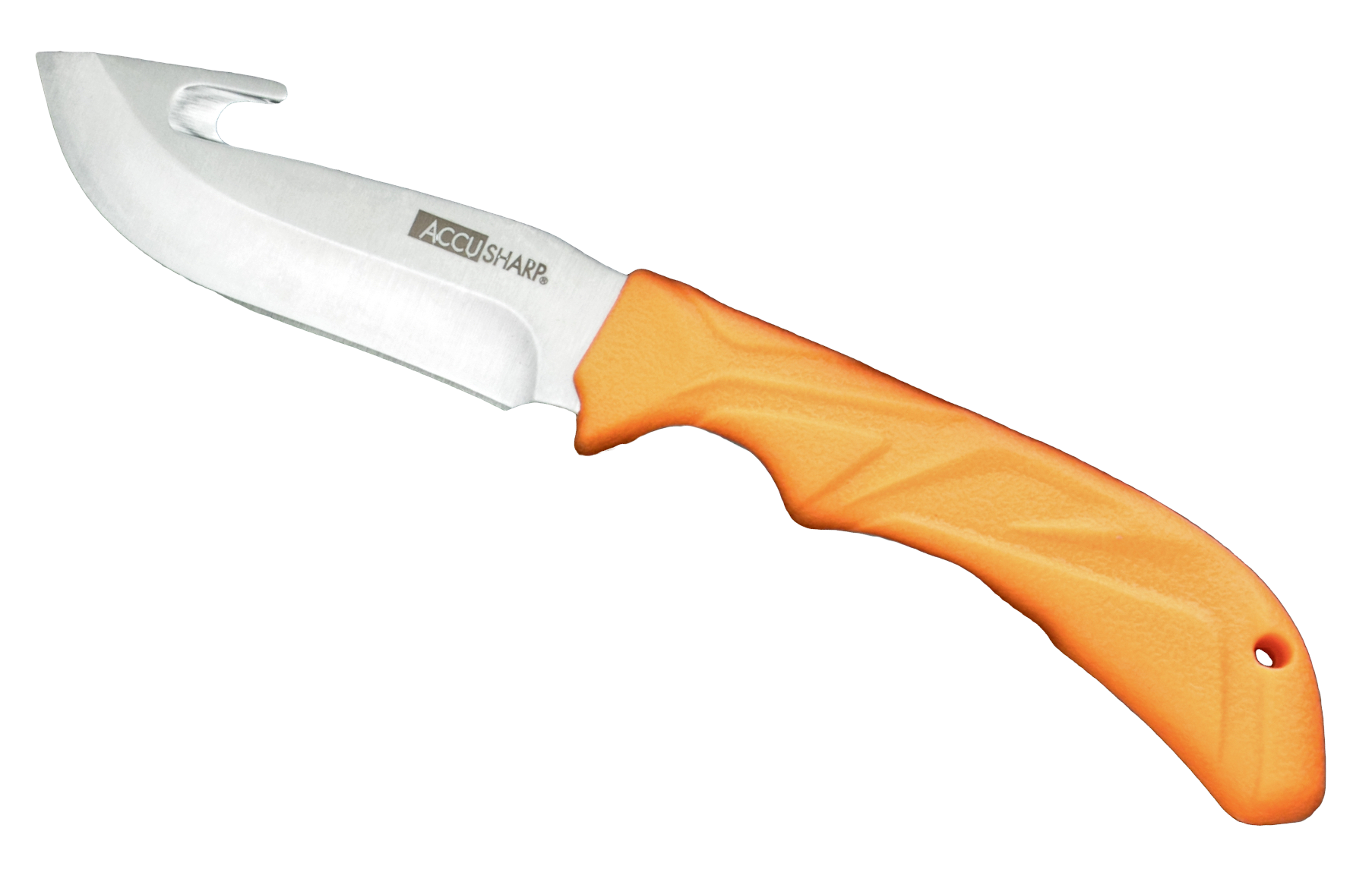 Accusharp 729C Gut Hook  3.75 Gut Hook Plain Stainless Steel/Orange Rubber Handle Fixed