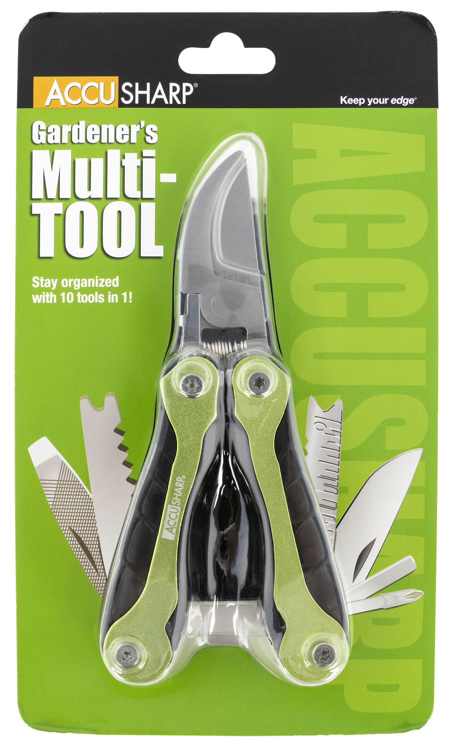 AccuSharp 084C Gardener's Black/Green Folding Plain Blade 084C
