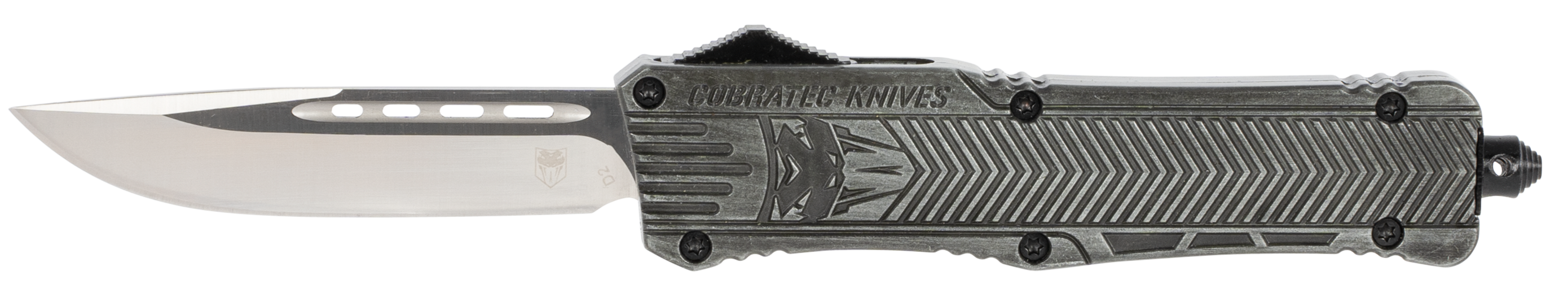 Cobra Tec Knives LSWCTK1LDNS CTK-1 Large 3.75 Drop Point Plain Stonewashed Aluminum Handle OTF