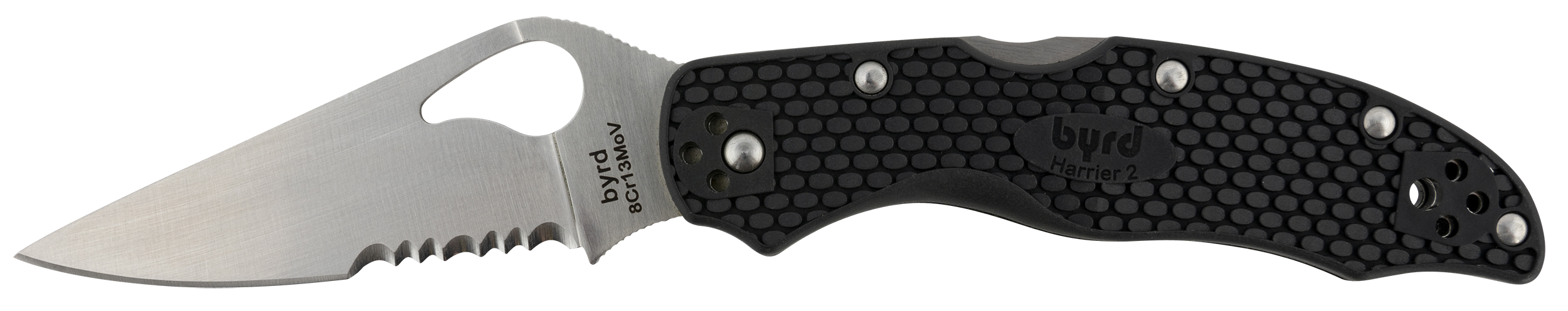 Spyderco BY01PSBK2 Byrd Harrier 2 Lightweight 3.36 Folding Part Serrated Knife BY01PSBK2"