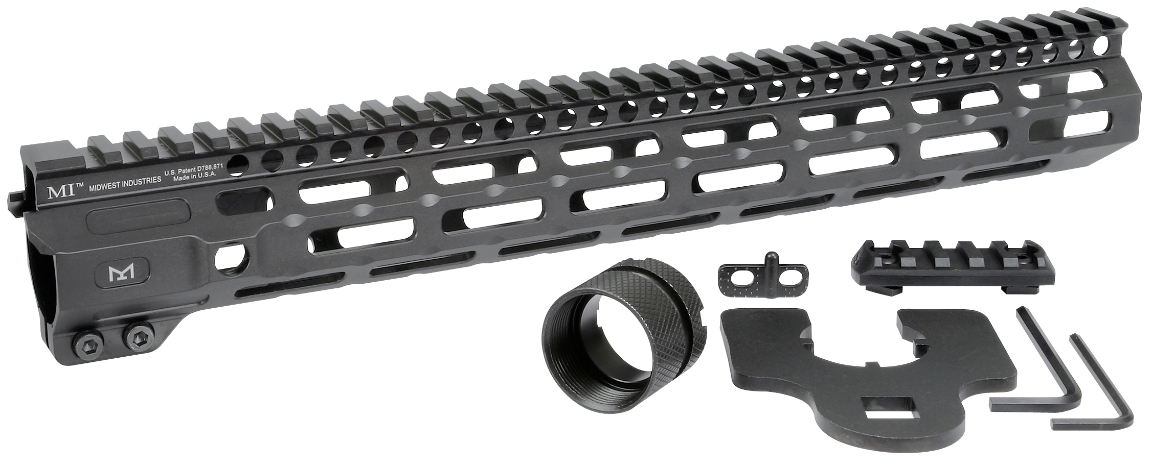 MIDWEST INDUSTRIES INC MICRM14 MSeries AR15 6061 Aluminum Black Hard Coat Anodized 14