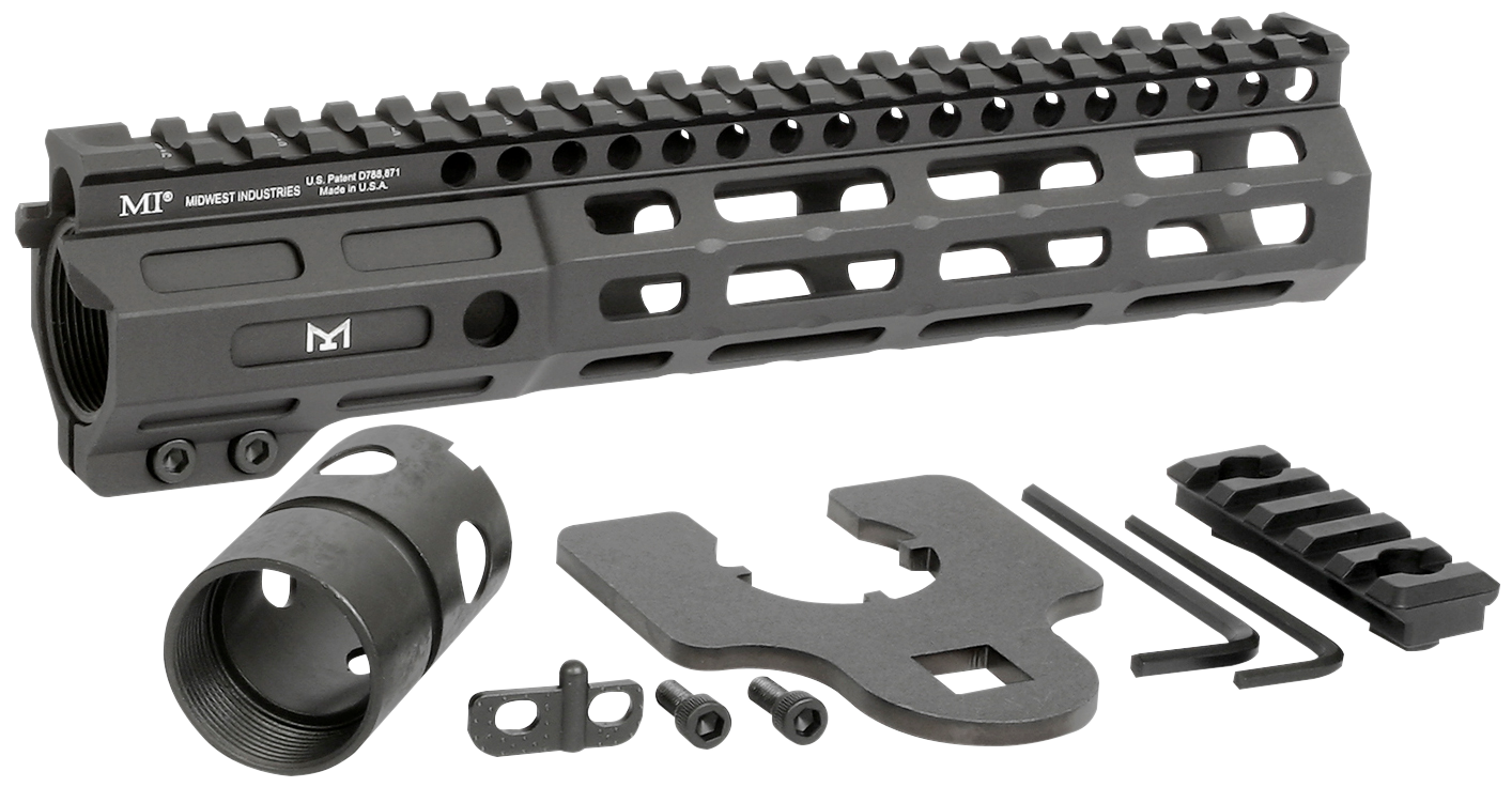 Midwest Industries MINF925 Night Fighter 9.25 MLOK Black Hardcoat Anodized Aluminum Includes Barrel Wrench Nut 5 Slot Rail