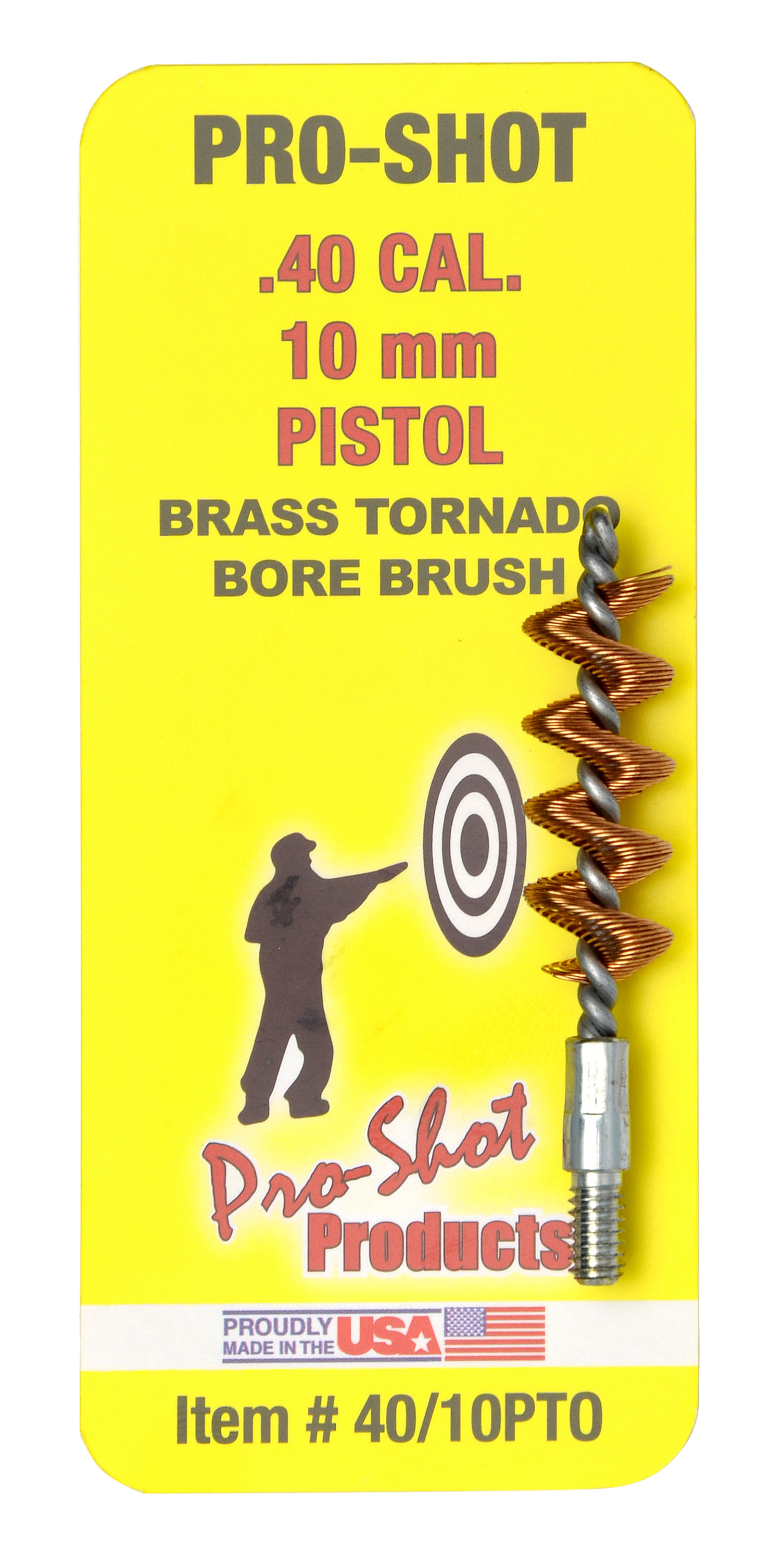 ProShot 4010PTO Tornado Bore Brush .40 10mm Cal Pistol 832 Thread Brass Spiral Wound Loop