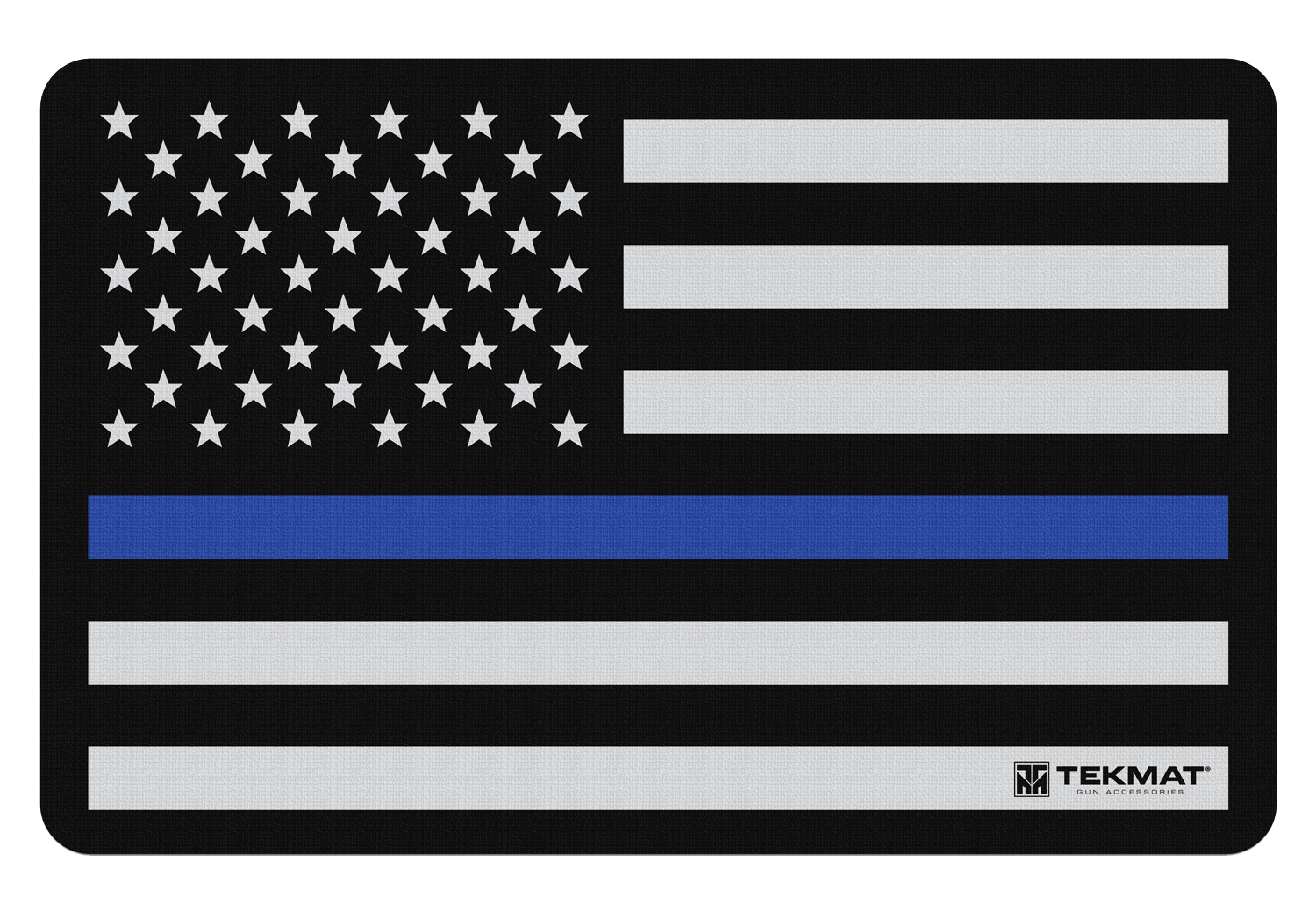 TekMat TEKR17POLICE Police Support Cleaning Mat 11 x 17 Rubber Blue Line Flag