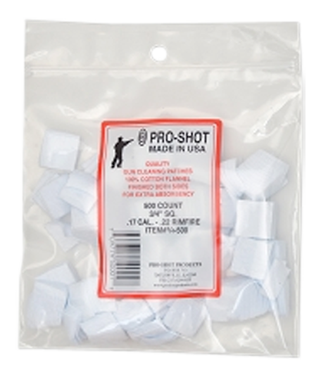 ProShot 34500 Cleaning Patches .17 .177 Cal Air .22 Rimfire Rifle 0.75 Square Cotton Flannel 500 Pack