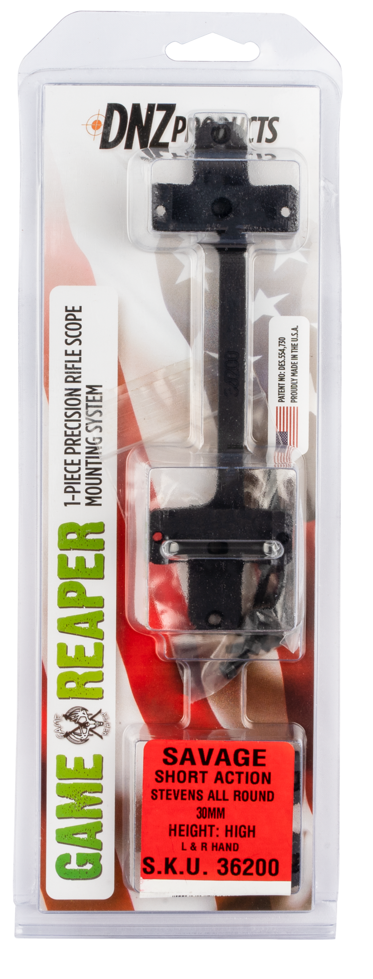 DNZ 36200 Game ReaperSavage Scope MountRing Combo Matte Black 30mm