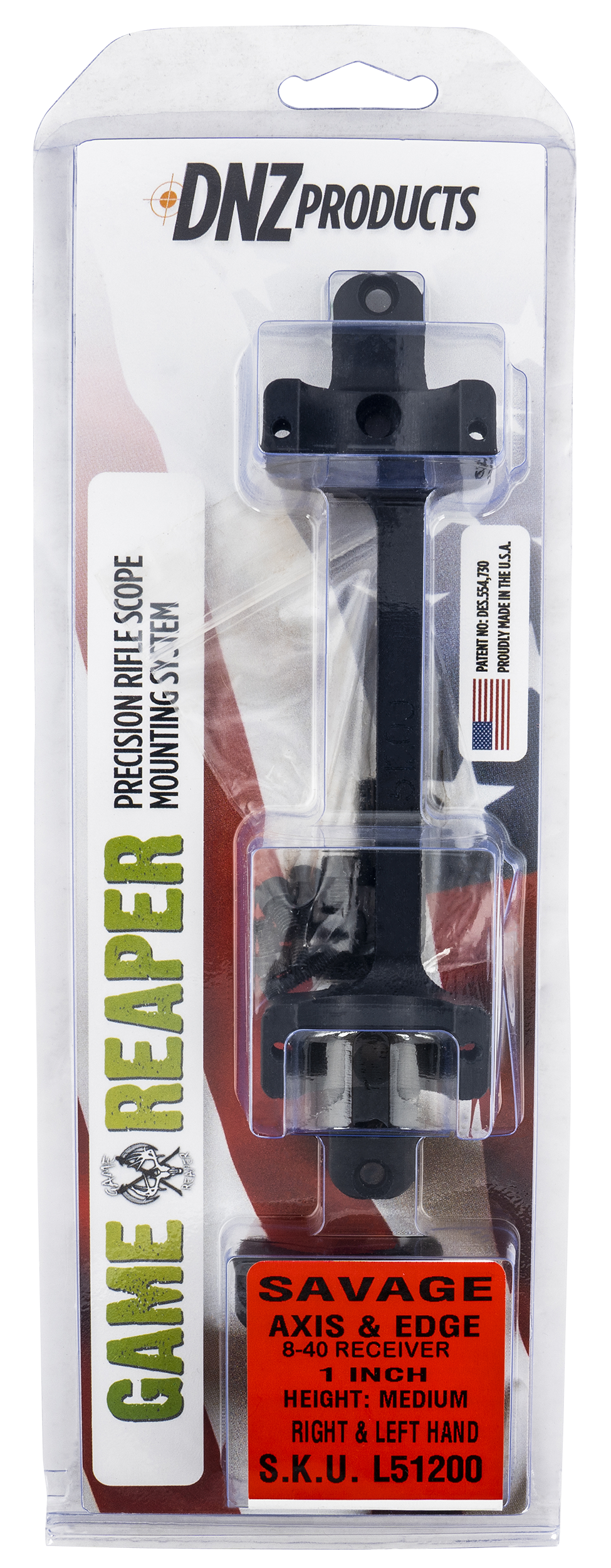 DNZ Game Reaper Scope Mount/Ring Combo Matte Black Savage Axis/Edge w/8-40 Screw Holes 1 Tube Medium Rings Aluminum Rifle