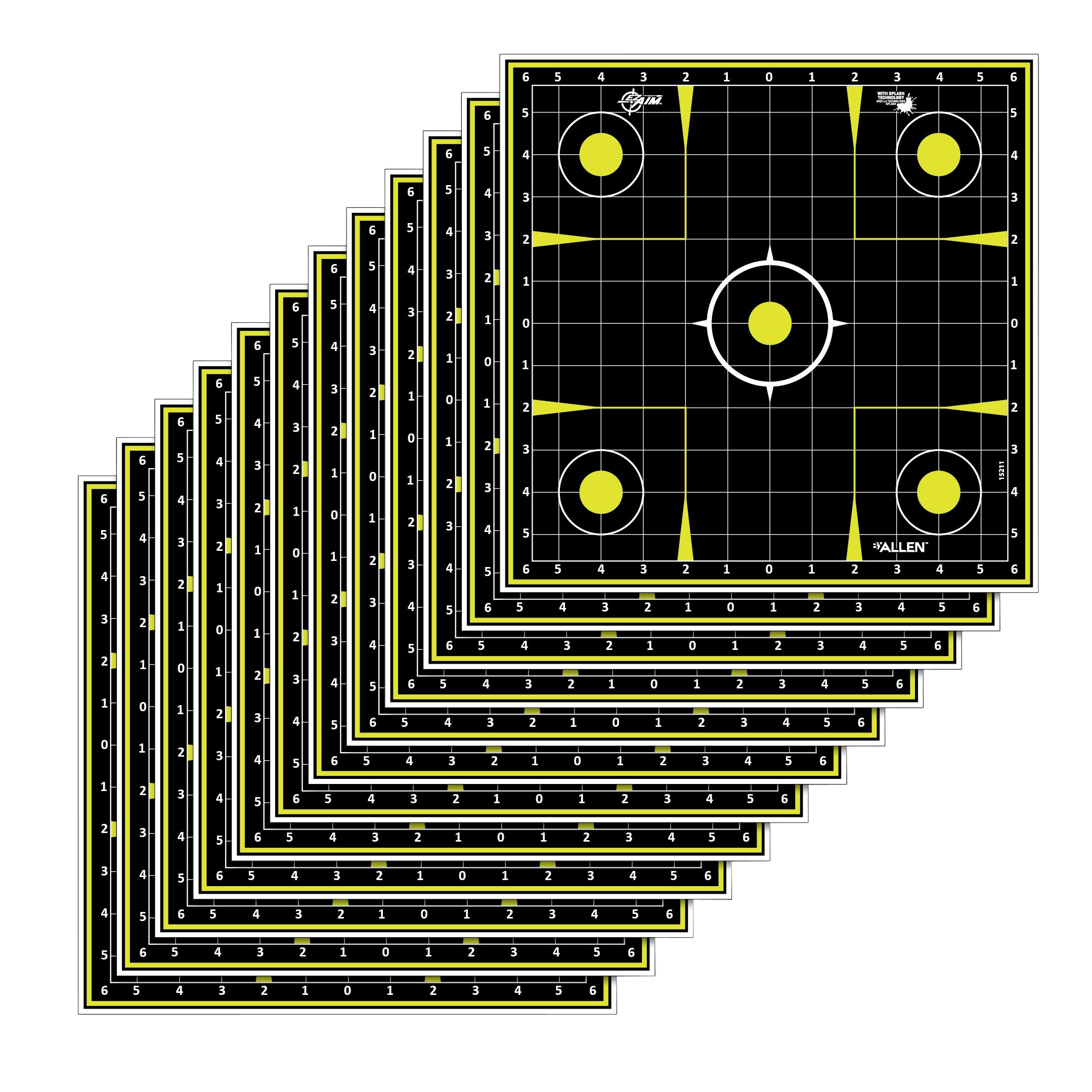 Allen Company EZ AIM Reactive Sight-In Targets 5 Pack (Black/Yellow)