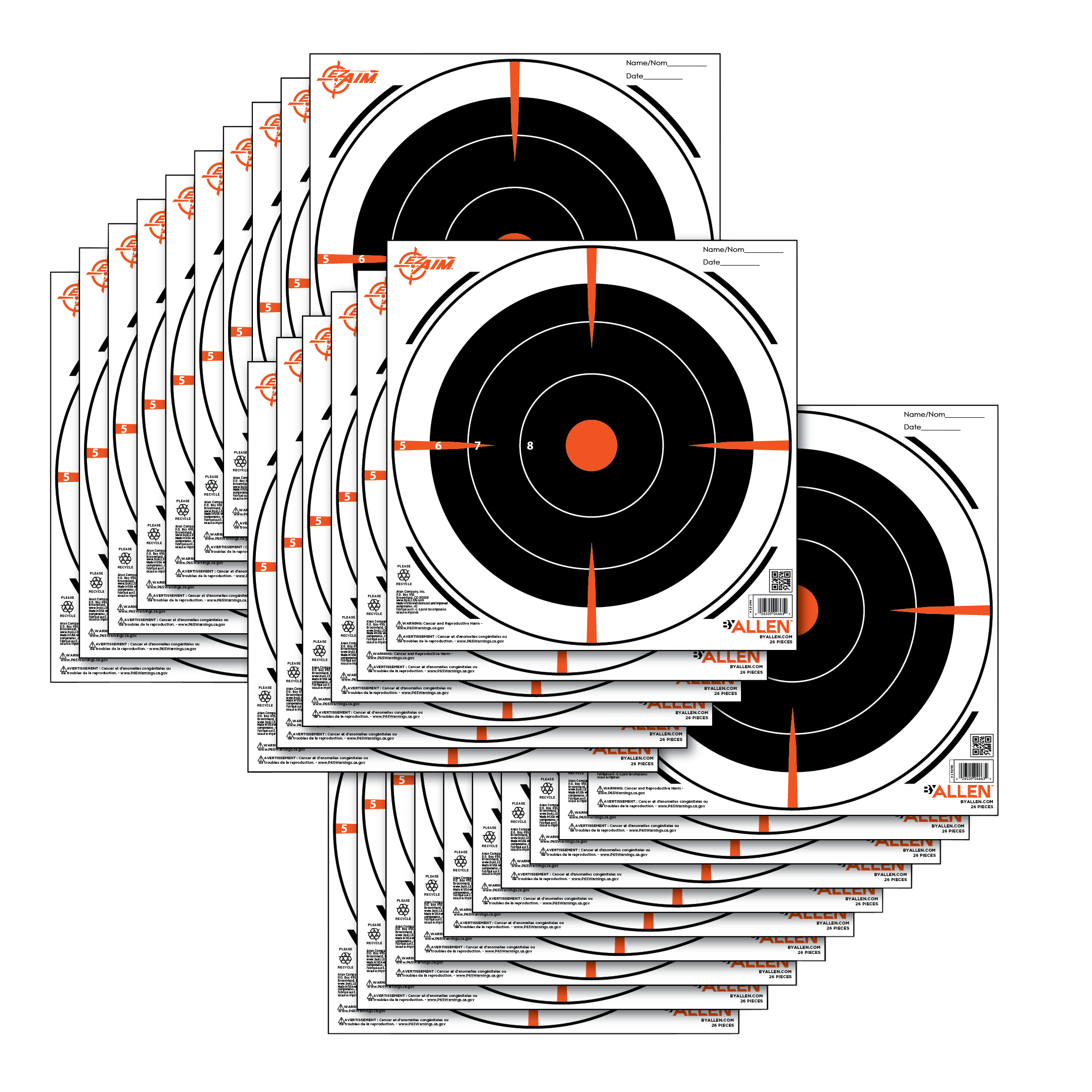 Allen Company EZ AIM HighQuality 8x8 Bullseye Targets 26 Pack (Black/White)