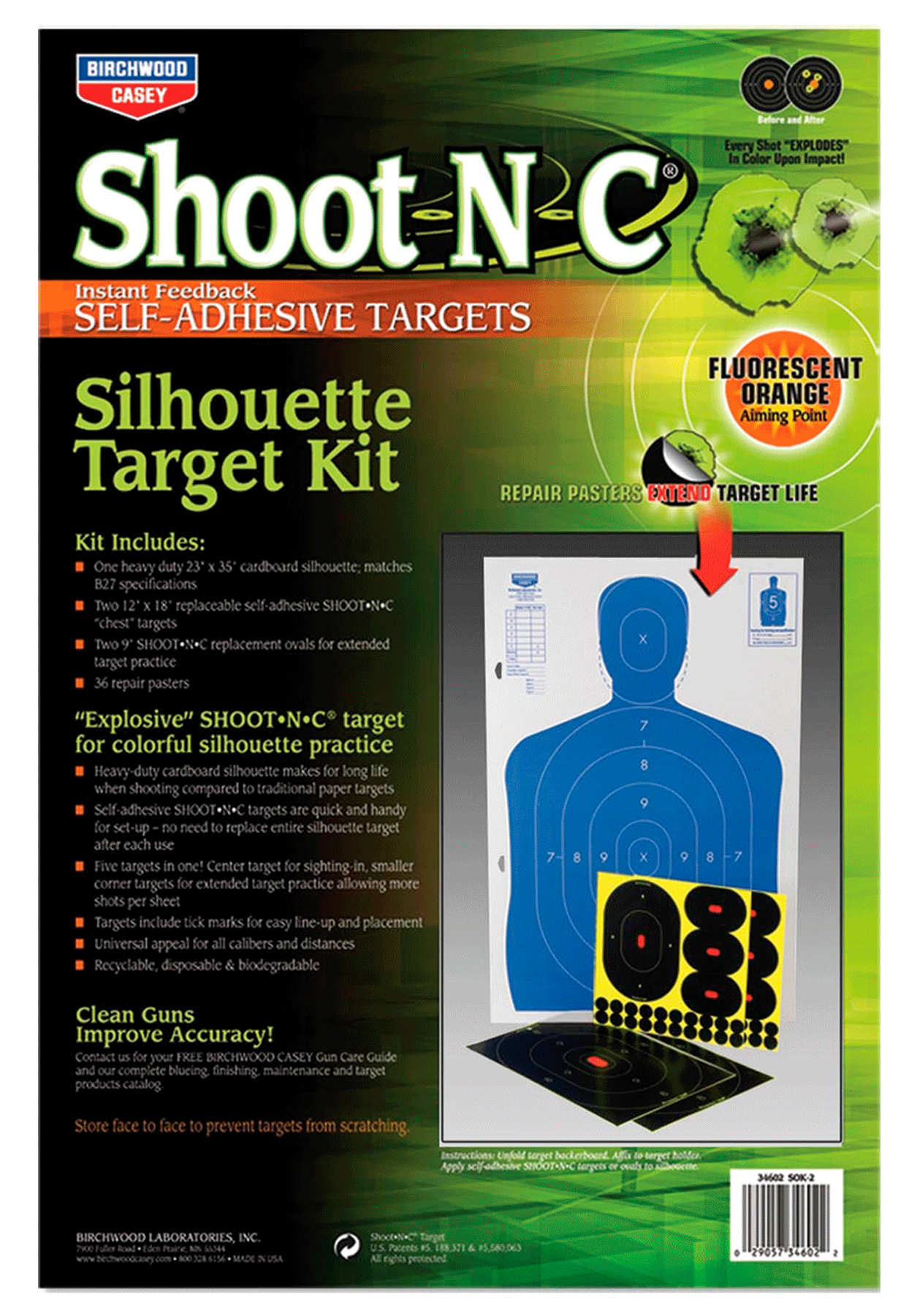 Birchwood Casey Shoot-N-C 12x18 Silhouette Targets Kit (Multi-Color)