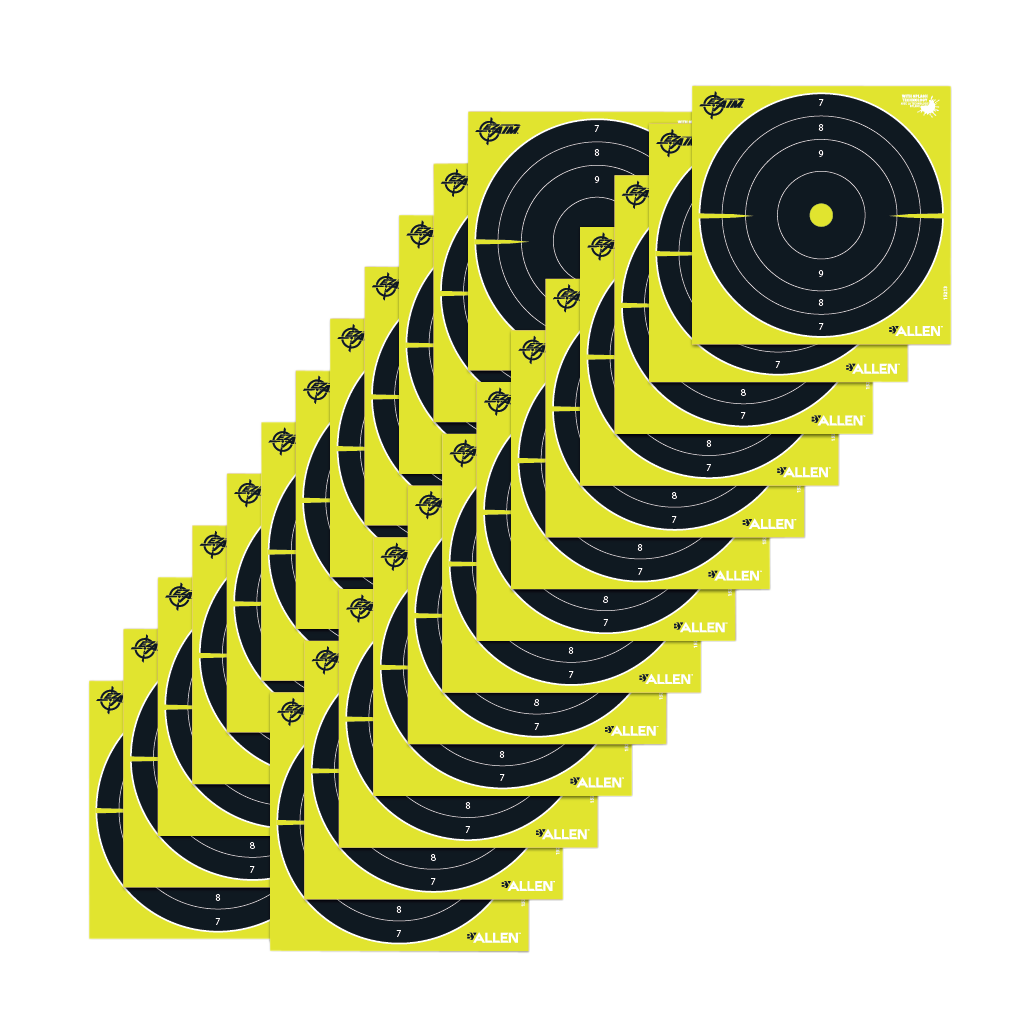 EZAim 15213 Splash Reactive Target 8 Bullseye Paper Hanging BlackYellow 25 Per Pkg