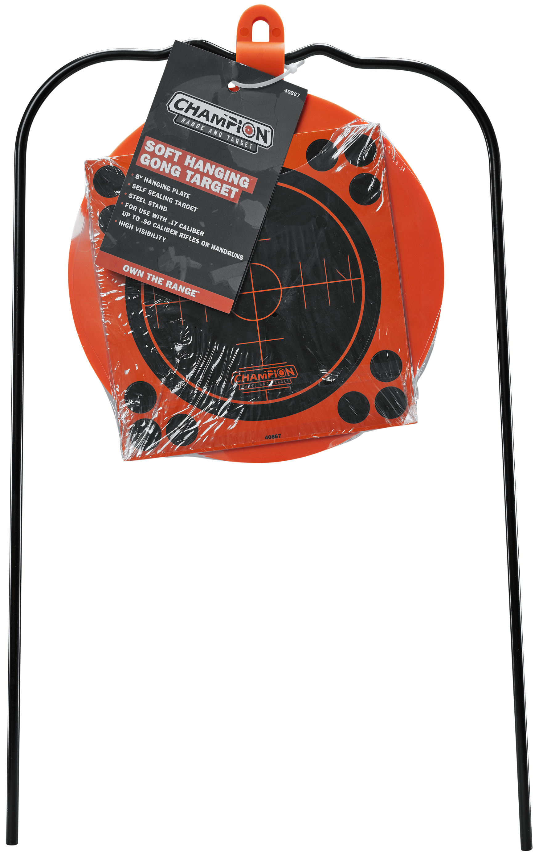 Champion Targets 40867 Gong Champion Centerfire Hanging Metal Target BlackOrange