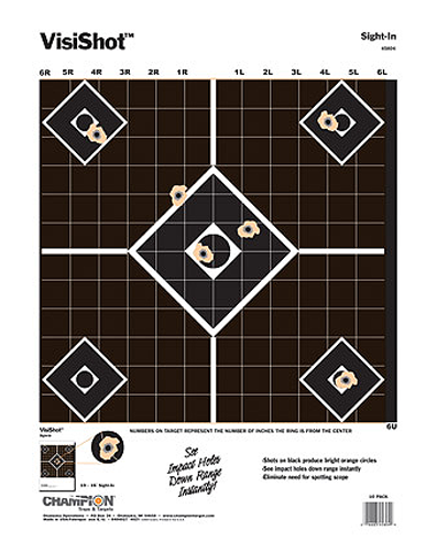 Champion Targets VisiShot 5-Diamond Paper Targets 10 Pack (Black/White)