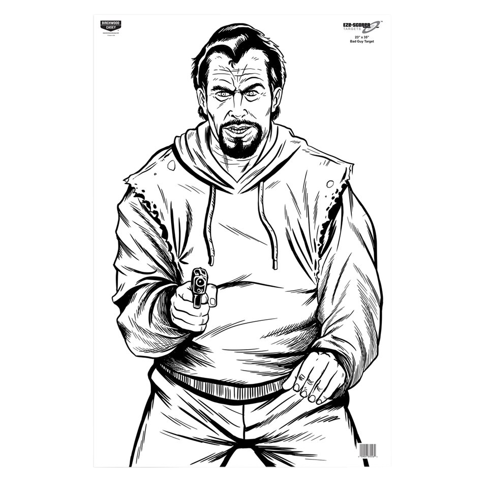 Birchwood Casey EZE-Scorer Bad Guy Silhouette Paper Targets 5 Pack (Black/White)