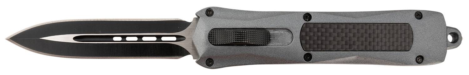 Steel River Knives A163BD Spartan 3.50 OTF Dagger Plain Black/Silver 440C SS Blade/ Gray w/Carbon Fiber Inlay Aluminum Zinc Alloy Handle