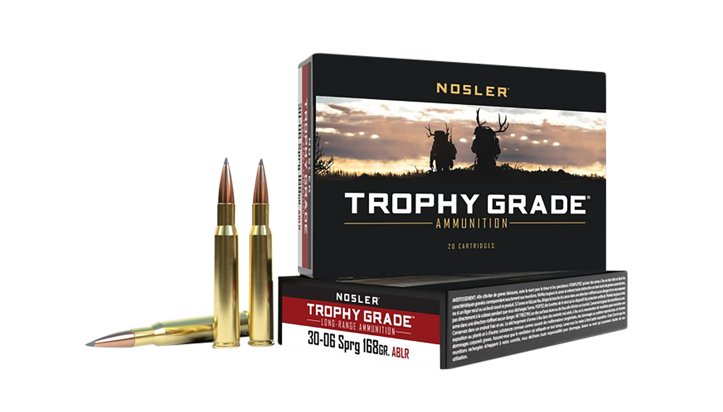 Nosler Trophy Grade 30-06 Springfield Ammo 168 Grain Nosler AccuBond Long Range Bonded Polymer Tip Box of 20