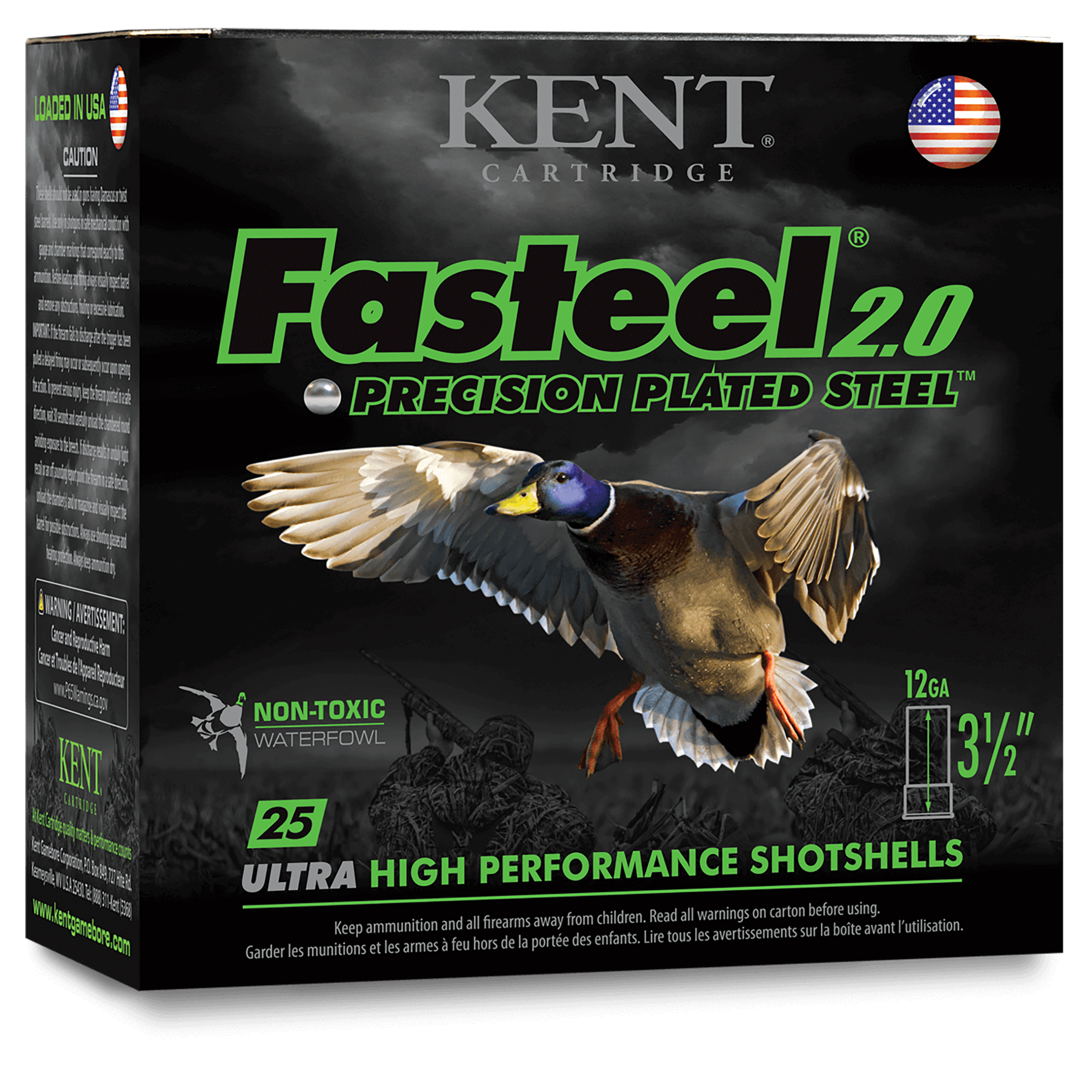 Kent Cartridge Fasteel+Precision Waterfowl 12 Gauge 3" #4, 6 1.25 oz - 25rds - K123FSP364X6