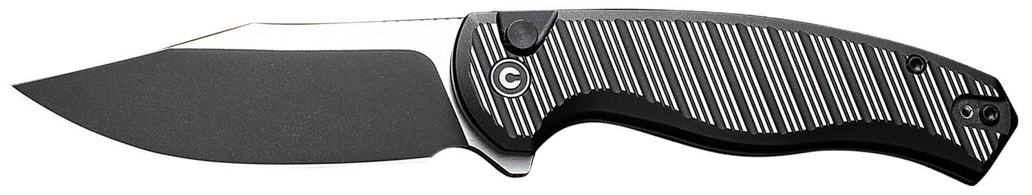 Civivi Knives C23040B-1 Stormhowl  3.30 Folding Clip Point Plain Black Stonewashed Nitro-V Steel Blade, Milled Black Aluminum Handle