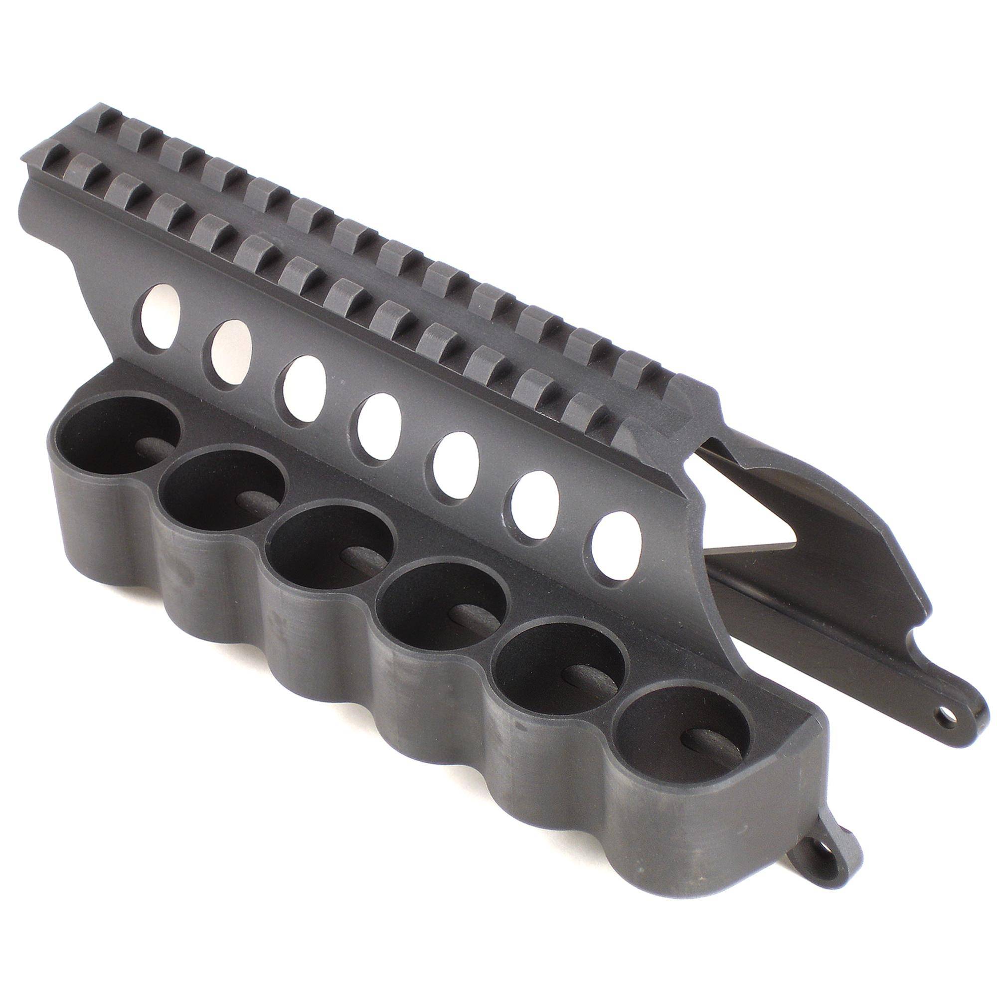 Mesa Tactical 6-Shell Side Saddle 12 Gauge, SureShell Saddle with Rail, Fits Remington 870, Black - 91630