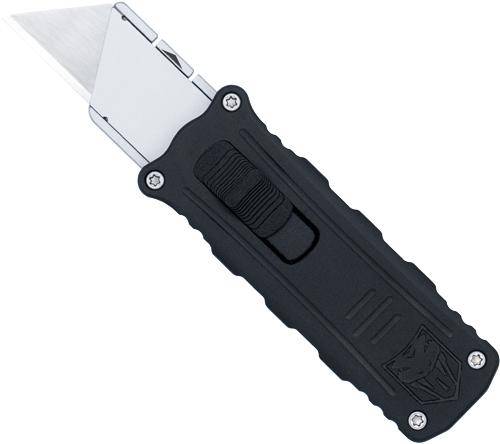 CobraTec Side Button OTF Utility Knife Black/Silver 1.75 Inch