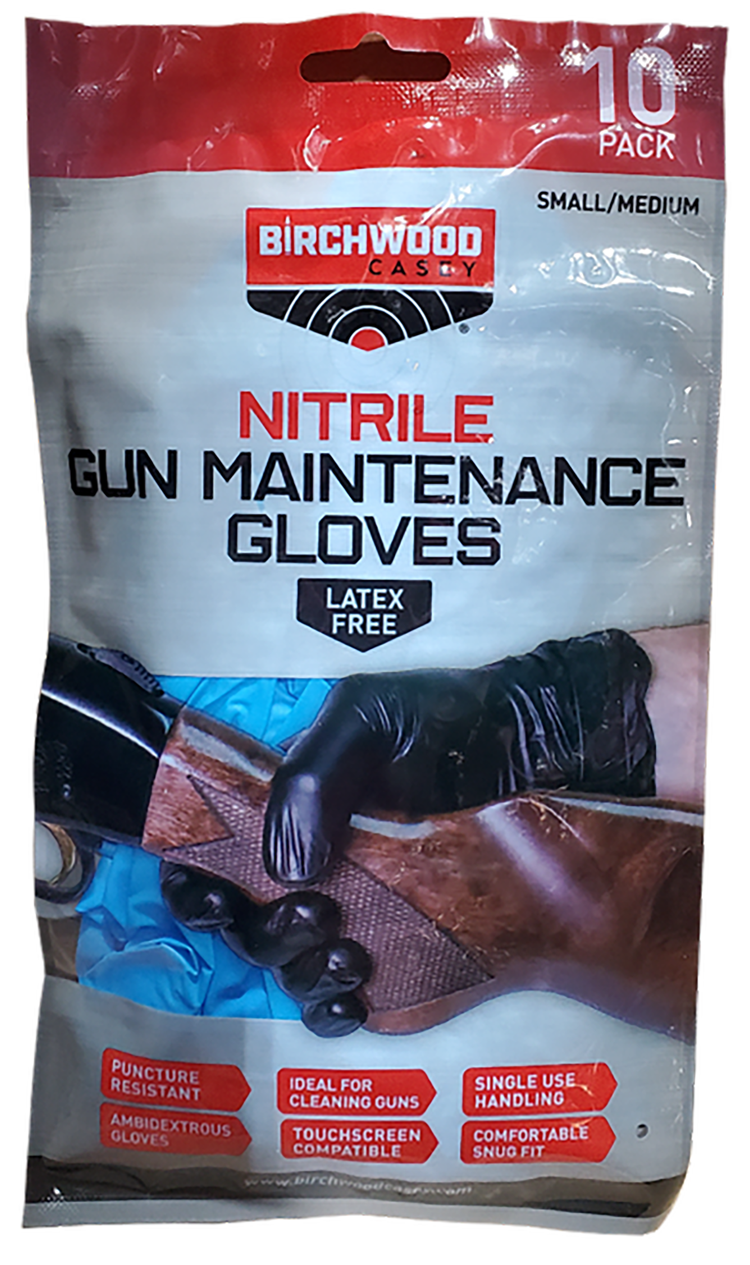 Birchwood Casey Nitrile Gun Maintenance Gloves - Small/Medium 10 Pack