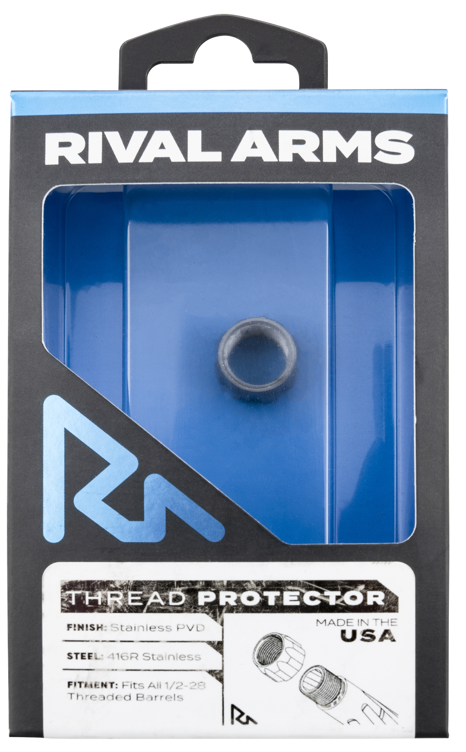 Rival Arms Thread Protector 9mm Luger 1 2-28 Flat Stainless Steel PVD 416R