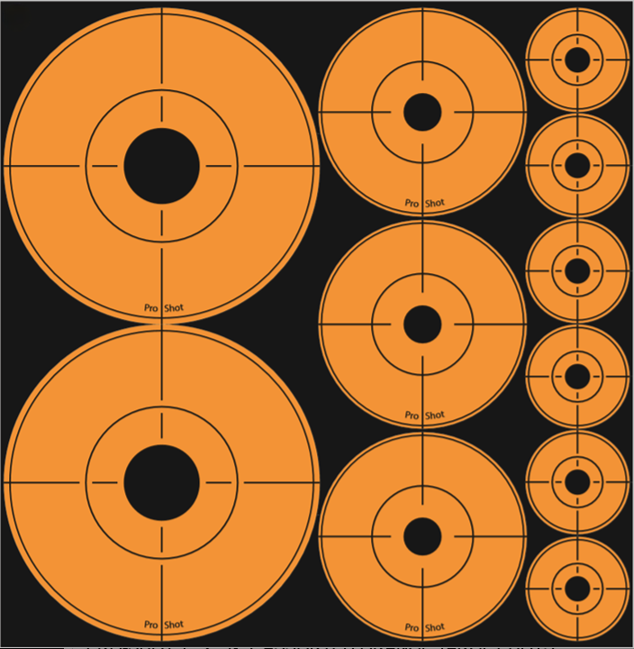 ProShot Peel Stick Target Dots 1/2/3 Black/Orange 10 Pack
