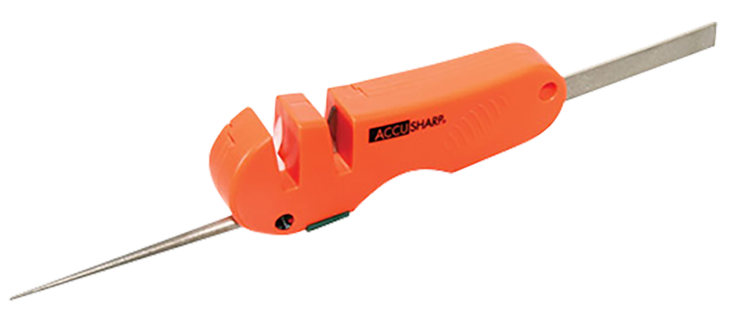 Accusharp 028C Knife and Tool Sharpener 4-in-1 Coarse Tungsten Sharpener Plastic Handle Orange