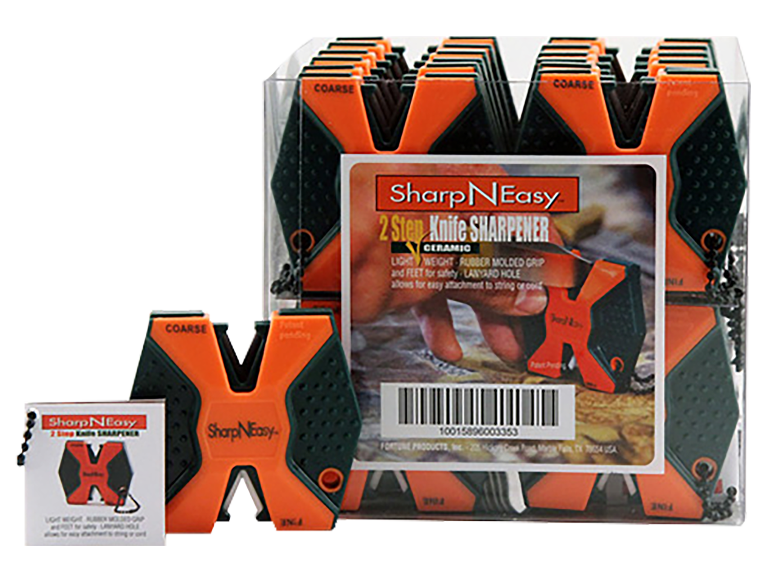 Accusharp  SharpNEasy 2-Step Fine, Coarse Ceramic Stone Sharpener Plastic Handle Black/Orange 24 Pack