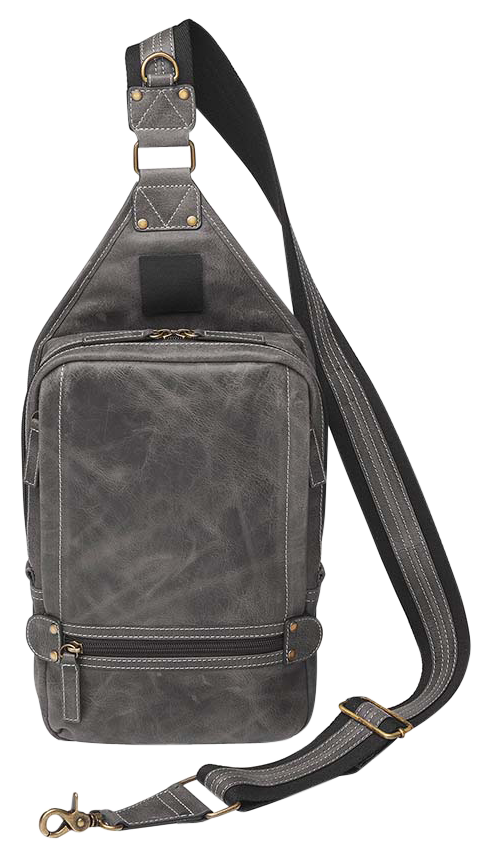 GTM Original Distressed Leather Sling Backpack (Gray)