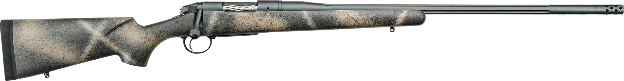 Bergara Highlander Bolt Action Rifle 6.5 Creedmoor 24" Fluted Cerakote Sniper Gray Threaded Barrel Cerakote Sniper Gray Frame Camo Field Stock