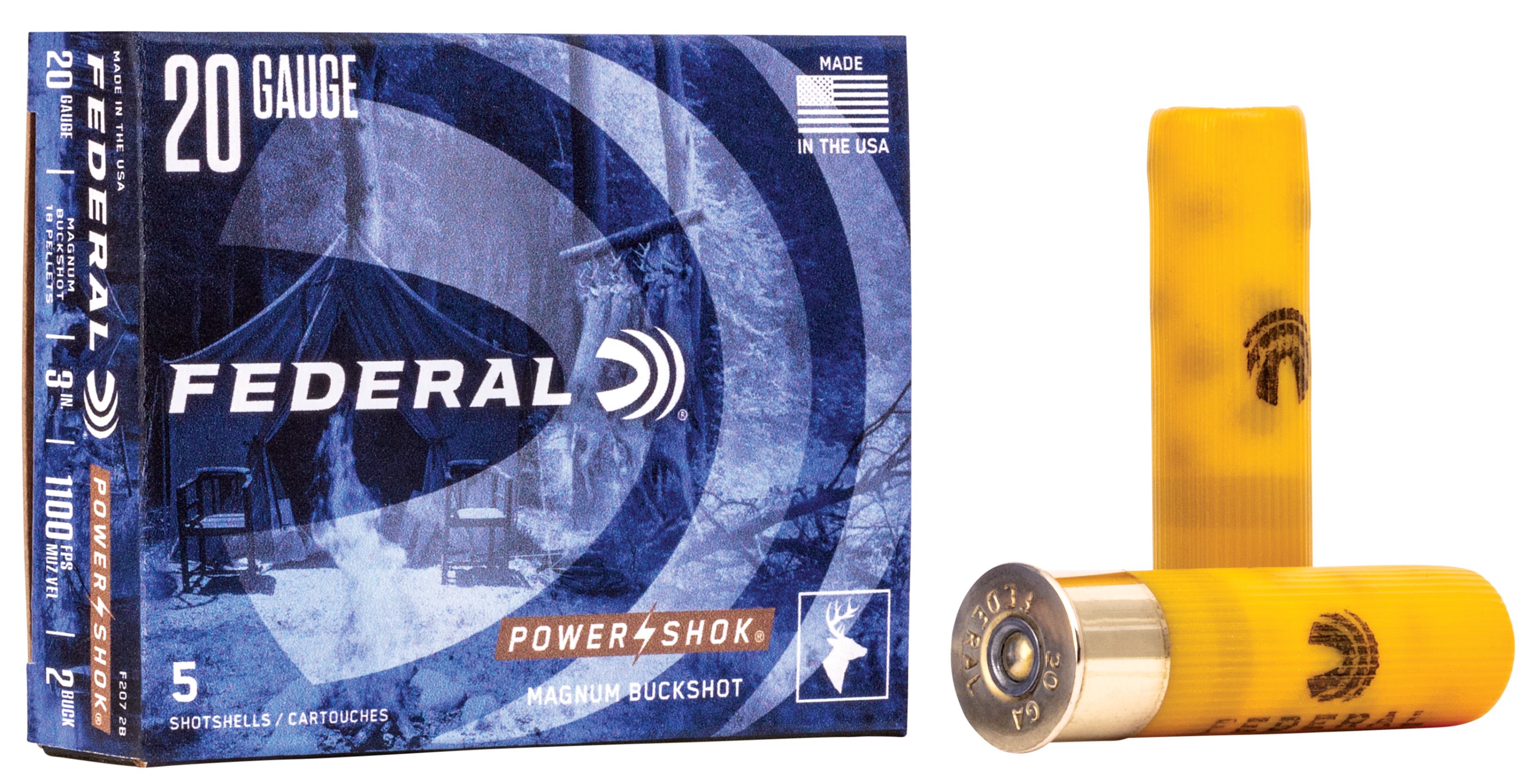 Federal Power-shok 20 Gauge 3 1 1/4 oz 2 Buck F2072B (Box)