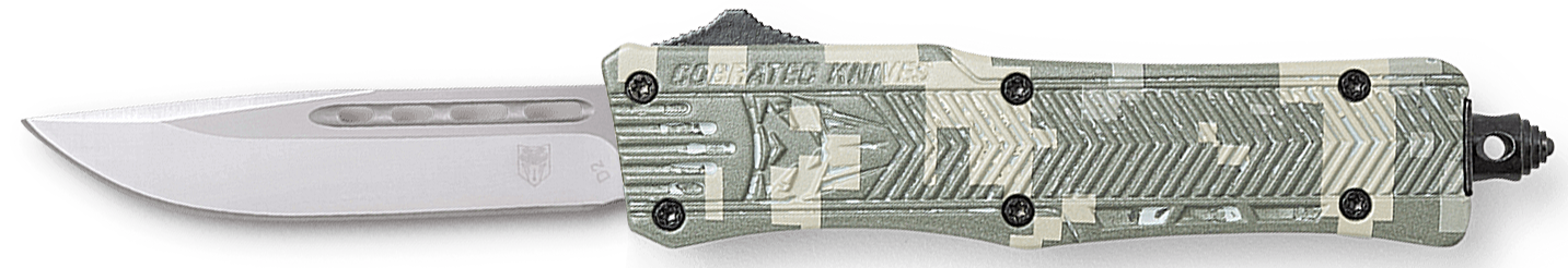 CobraTec Knives SADCCTK1SDNS CTK-1 American Flag Small 2.75 OTF Drop Point Plain D2 Steel Blade, 4.25 Digital Camo Aluminum Alloy Handle