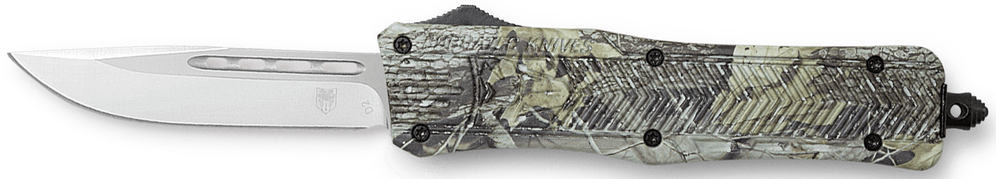 CobraTec Knives MWDCTK1MDNS CTK-1 American Flag Medium 3 OTF Drop Point Plain D2 Steel Blade, 5 Woodland Camo Aluminum Alloy Handle