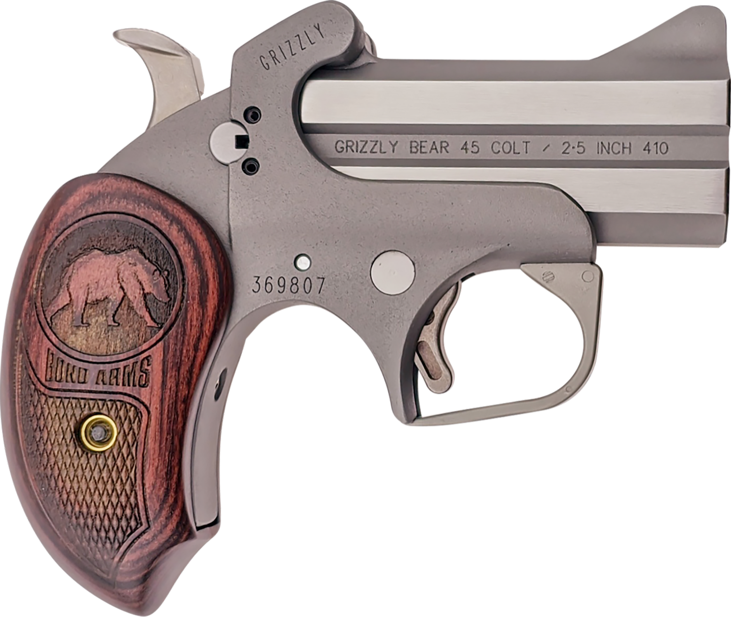 Bond Arms Grizzly 3" 45 LC / 410 Bore Two Shot Pistol w/ Holster, Rosewood Grips - BAGR-45/410
