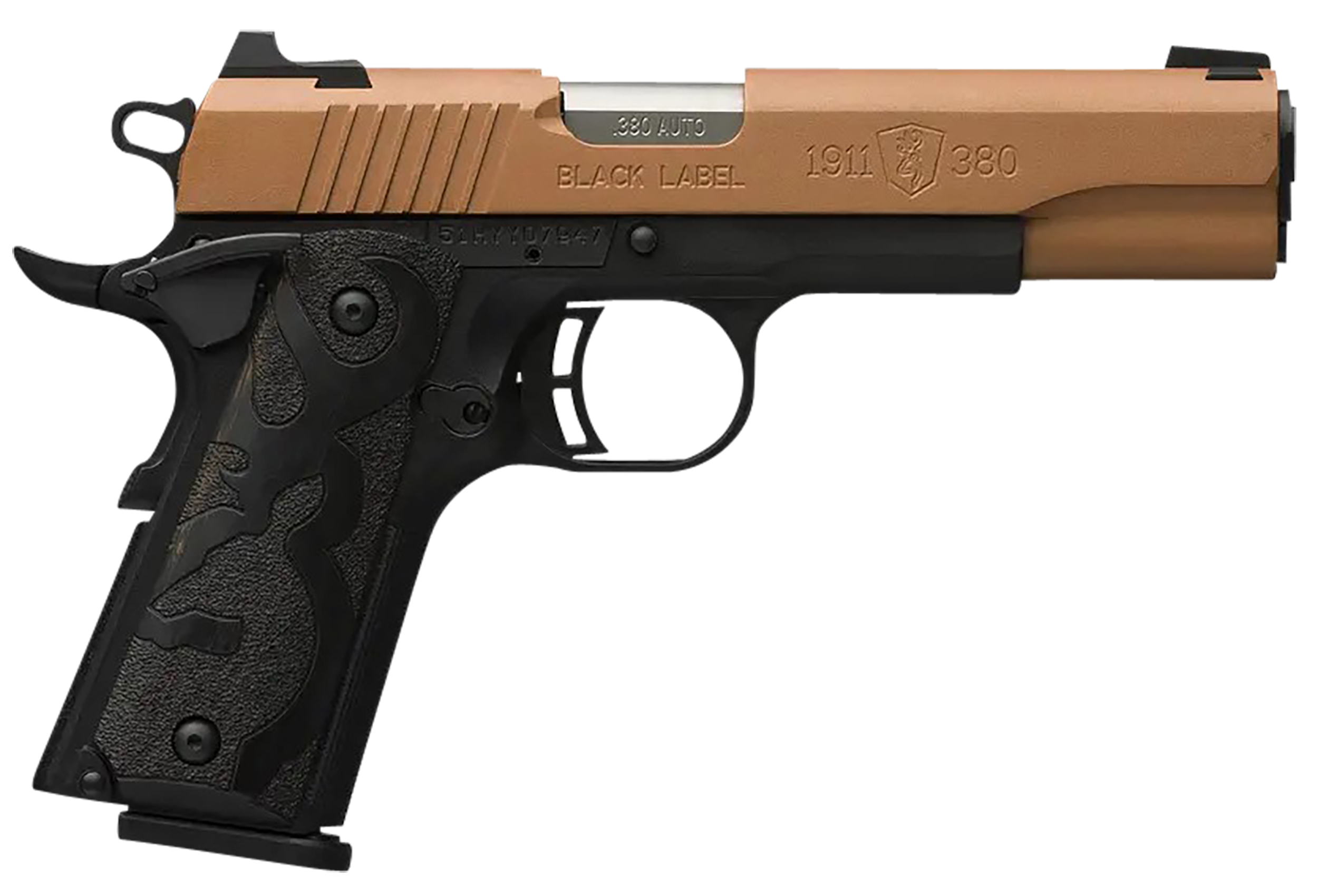Browning 1911-380 Black Label 380 ACP 4.25 8+1 Copper Slide Black Frame