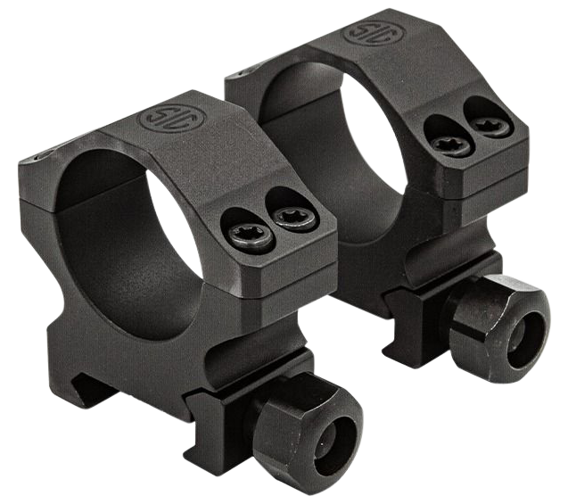 ALPHA1 SCOPE RINGS, 35MM, HIGH PROFILE 1.25 IN., ALUM, SIG HUNTING, COMPLETE SET, MATTE BLK