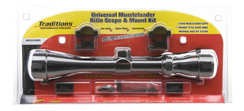 Traditions Muzzleloader Scope Pack 3-9x40mm with 2-Piece Base and Medium Rings A1171 Matte Black