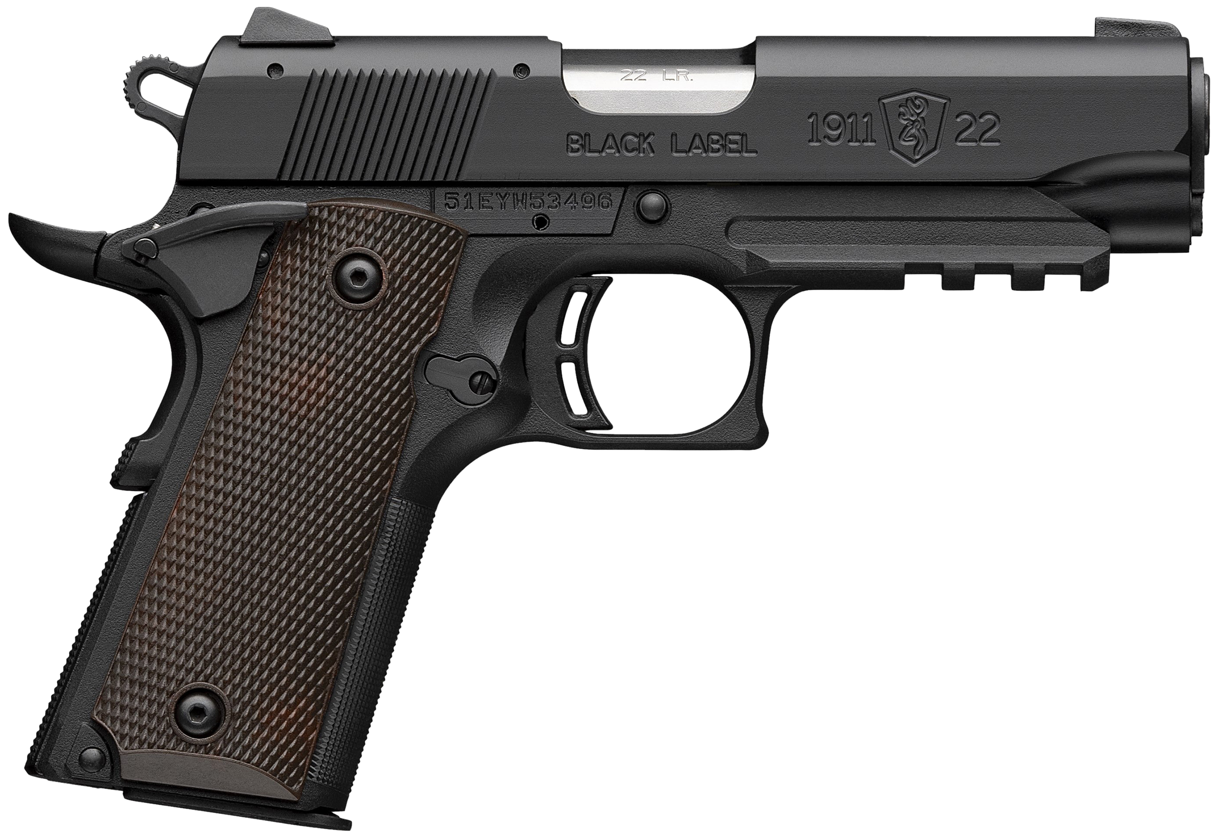 Browning - 051066490 - 1911-22 Black Label Compact 22 LR 3.63 10+1 Semi-Auto Brown Pistol
