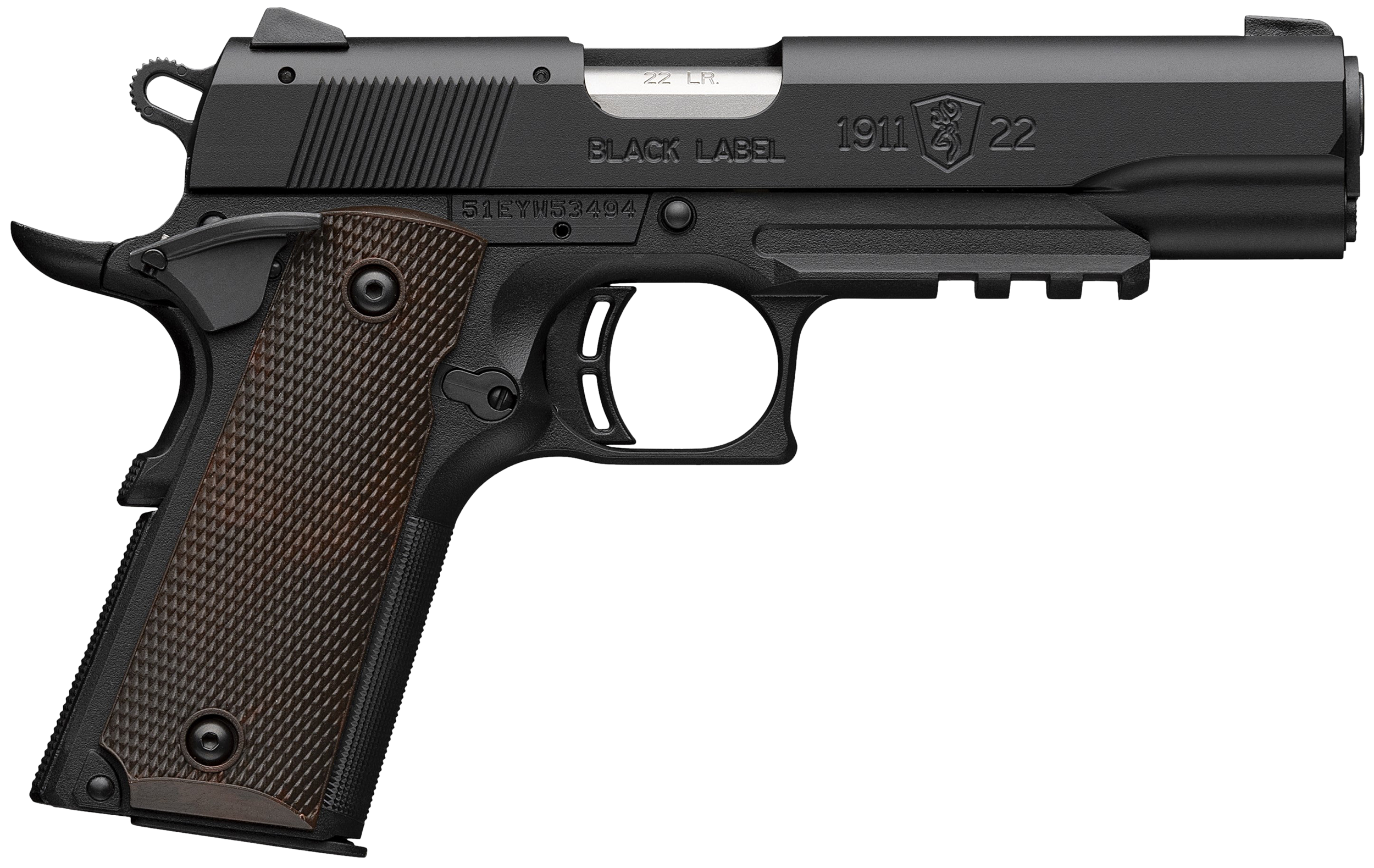 Browning - 051065490 - 1911-22 Black Label Full Size 22 LR 4.25 Semi Auto 10+1 Black Brown Pistol