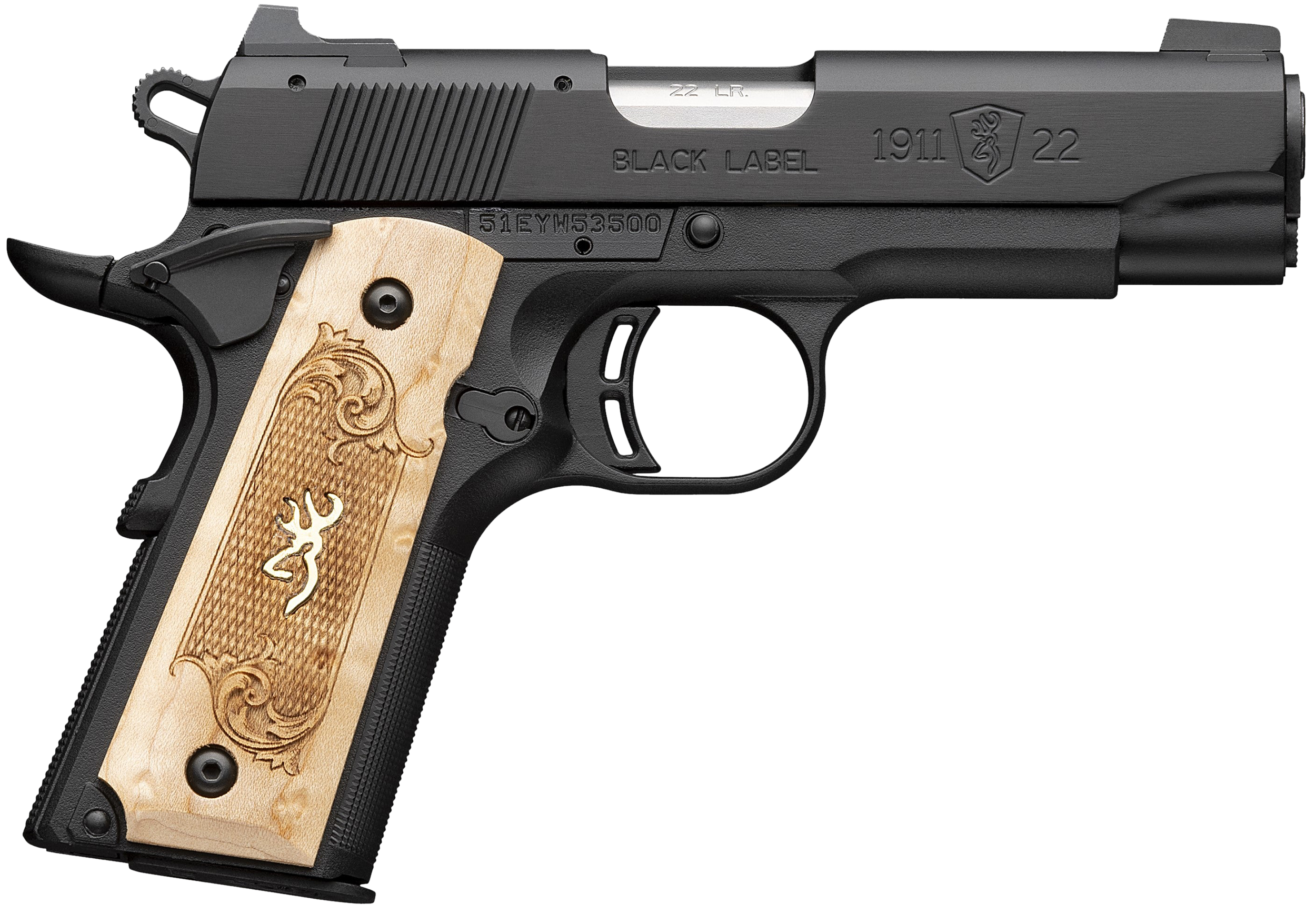 Browning(R) - 051068490 - 1911 Black Label Medallion 22 LR 10+1 3.63" Semi-Auto Black Pistol