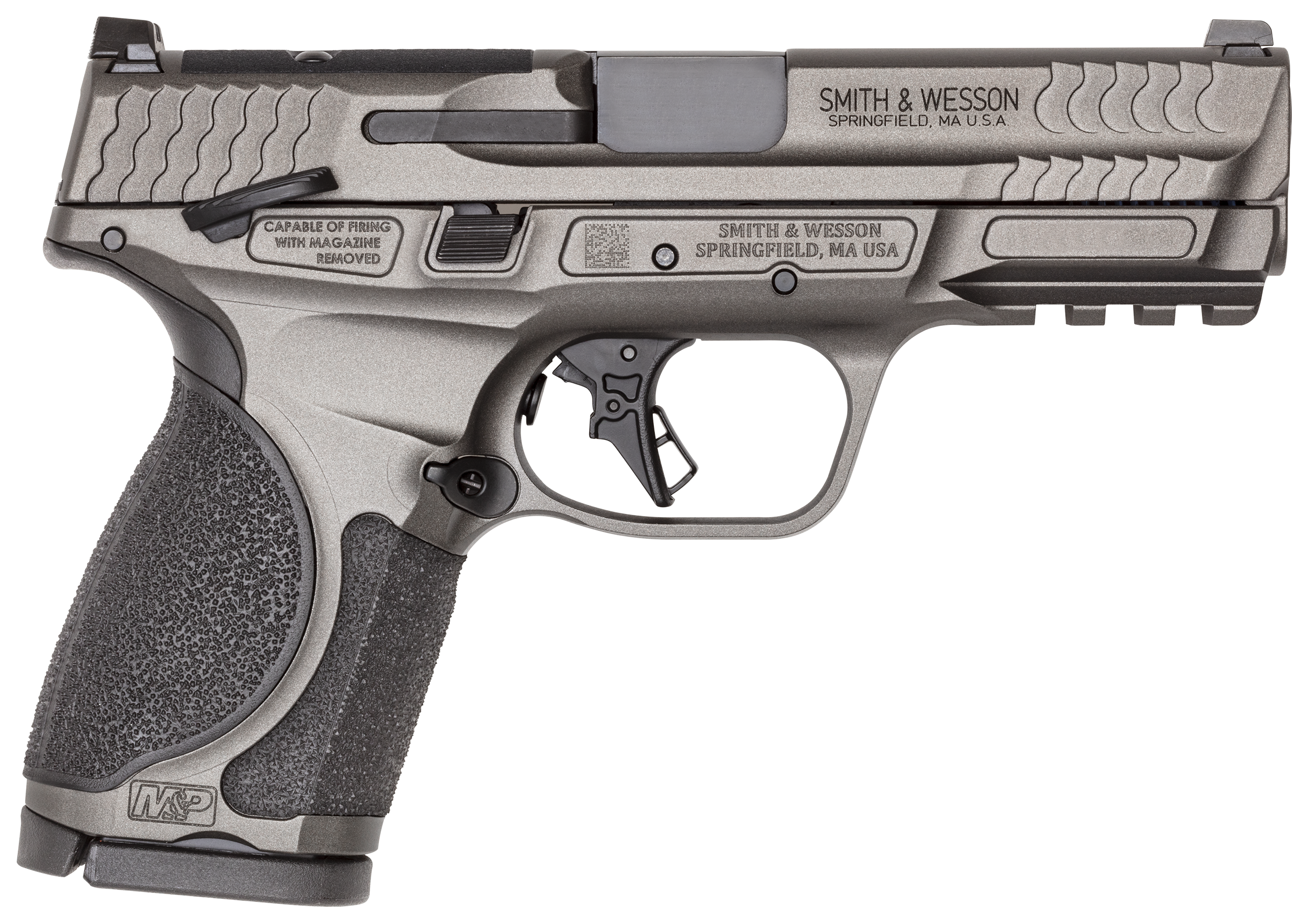 Smith & Wesson(R) - 14103 - M&P M2.0 Compact 9mm Luger 15+1 4" Semi-Auto Tungsten Gray Pistol