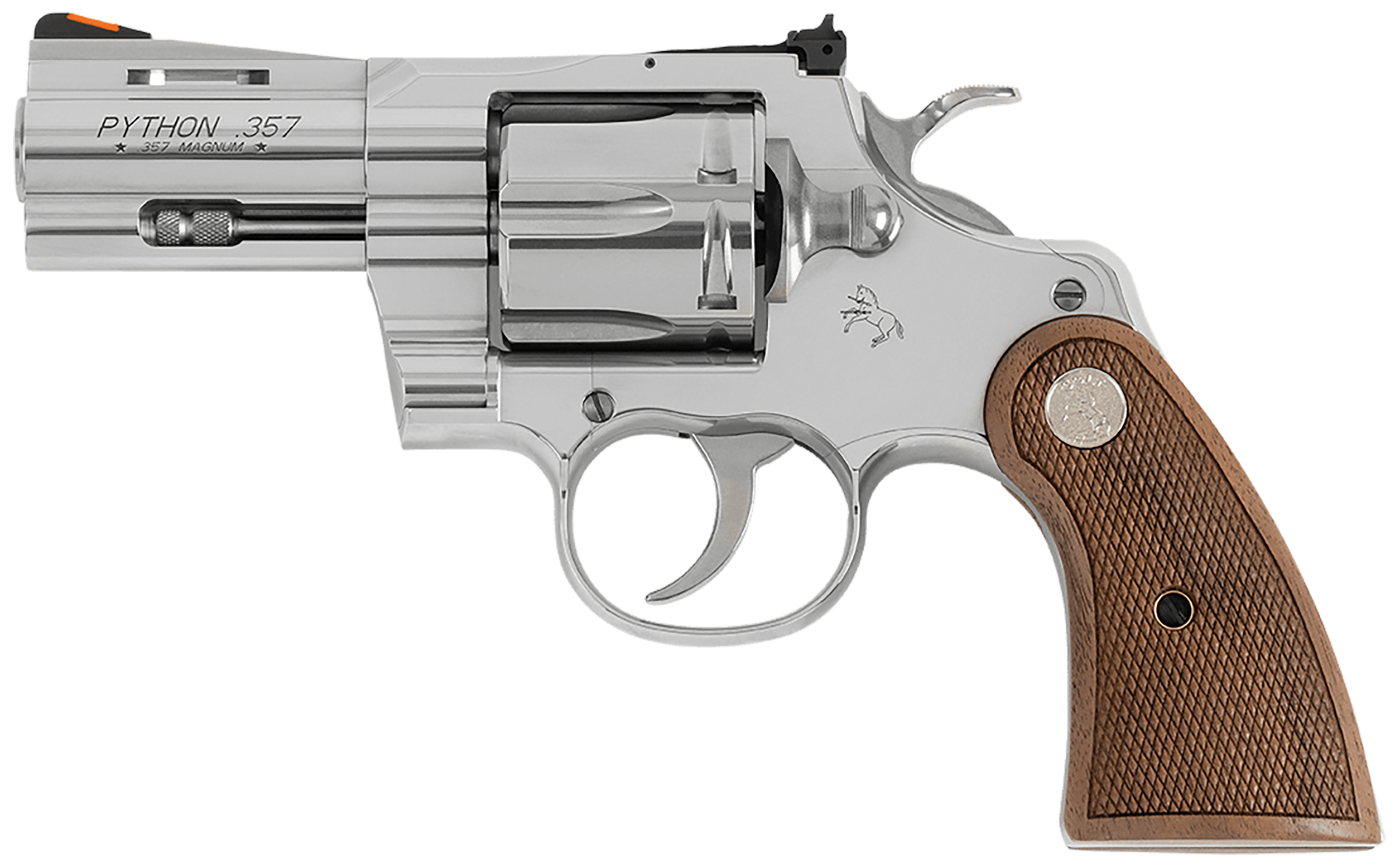 Colt Python 357 Magnum 2.5 Stainless Steel Revolver with Adjustable Walnut Medallion Grip